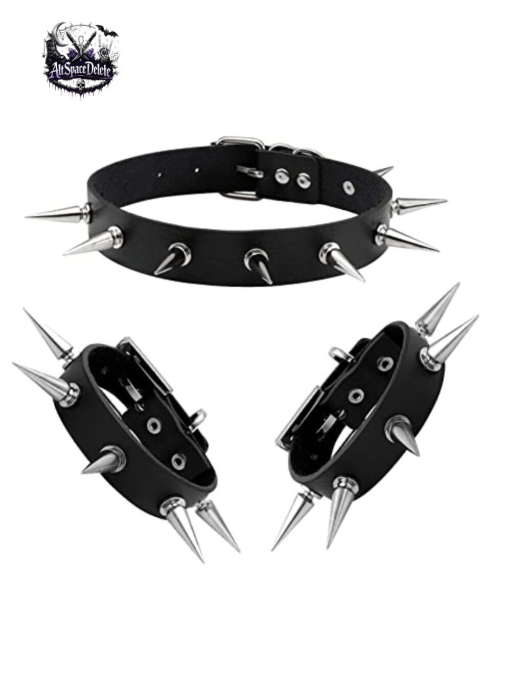 Faux Leather Spike Choker Bracelet Set Punk Gothic Rivet Cuff Bangle Wristband